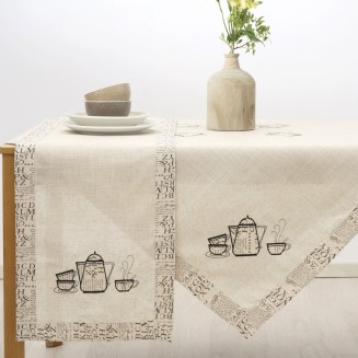 Τραπεζομάντηλο Κεντητό 140x140 Dimeco 1925 Black