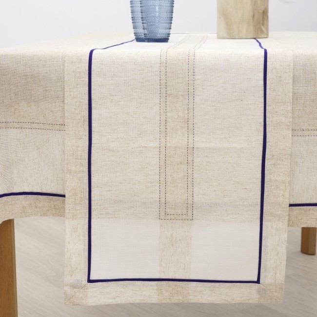 Τραπεζομάντηλο Κεντητό 140x140 Dimeco 4015 Blue