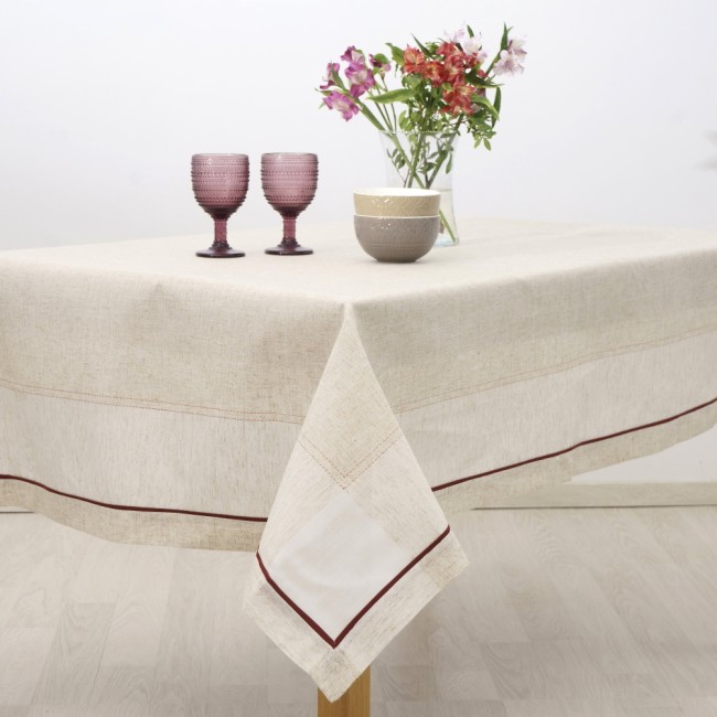 Τραπεζομάντηλο Κεντητό 140x140 Dimeco 4015 Brown