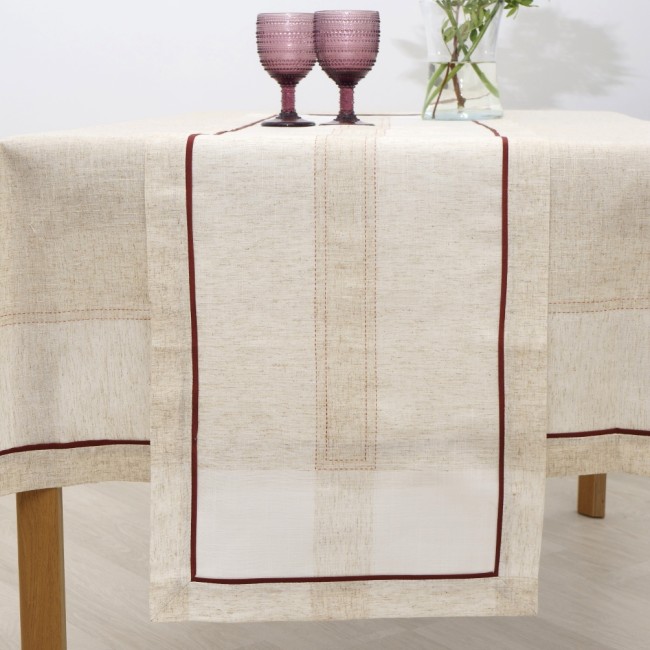 Τραπεζομάντηλο Κεντητό 140x140 Dimeco 4015 Brown