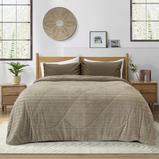 Κουβερτοπάπλωμα Υπέρδιπλο 220x240 Lino Stacy Taupe