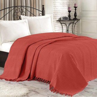 Κουβέρτα Υπέρδιπλη 220x240 Lino Με Κρόσια Safari Red