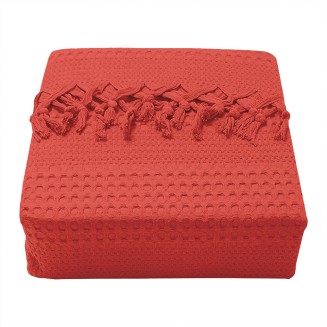 Κουβέρτα Υπέρδιπλη 220x240 Lino Με Κρόσια Safari Red