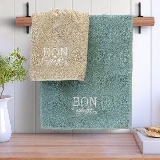 Σετ Πετσέτες 2 Τεμ. Lino Bon Apettit Beige-Mint