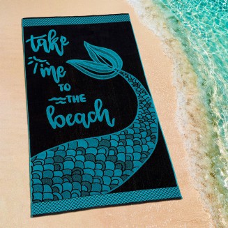 Πετσέτα Θαλάσσης 86x160 Lino Beach Time Black-Petrol