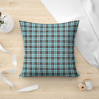 Μαξιλαροθήκη Διακοσμητική 45x45 Lino Tartan 601 Turquoise
