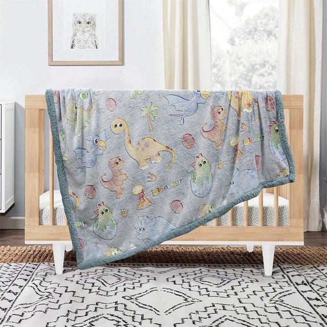 LINO ΚΟΥΒΕΡΤΑ FLEECE SHERPA ΦΩΣΦΟΡΙΖΕ VOLCANO GREY-CIEL 110X150