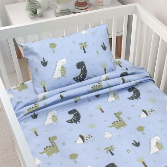 Σεντόνια Σετ Bebe Κούνιας 120x180 Lino Dino Forest Petrol