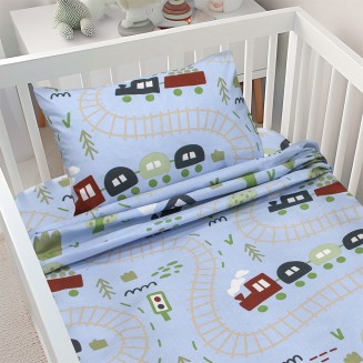 Σεντόνια Σετ Bebe Κούνιας 120x180 Lino Forest Express Petrol