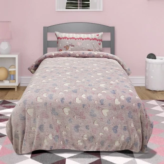 Κουβέρτα Fleece Μονή 160x220 Lino Herz Pink