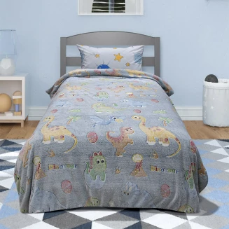 Κουβέρτα Fleece Μονή 160x220 Lino Volcano Grey-Ciel