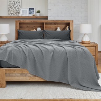 Κουβέρτα Πικέ King Size 240x260 Lino Cocoon Γκρί