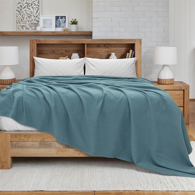 LINO Κουβέρτα King Size (240x260) Πικέ Cocoon Πετρόλ