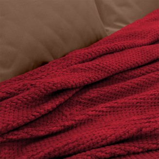 Κουβέρτα Υπέρδιπλή 220x240 Fleece Lino Napnest Μπορντώ
