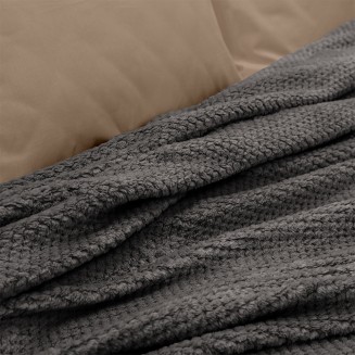 Κουβέρτα Υπέρδιπλη 220x240) Fleece Lino Napnest Σκούρο Γκρί