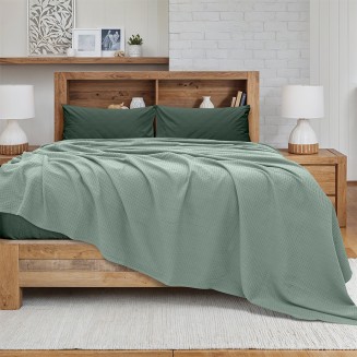 Κουβέρτα Πικέ Υπέρδιπλη 220x240 Lino Cocoon Μέντα