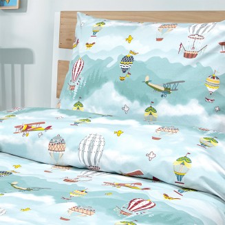 Σεντόνια Σετ Παιδικά Μονά 170x260 Lino Cloud Chasers Πετρόλ