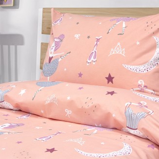 Σεντόνια Σετ Παιδικά Μονά 170x260 Lino Dreamy Dancers Κοραλί