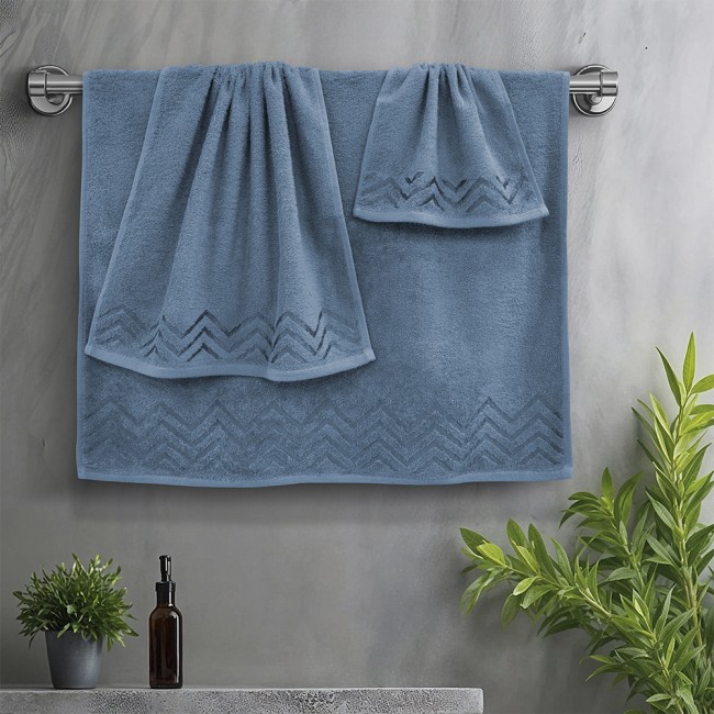 LINO Σετ πετσέτες 3τμχ (30x50,50x90,70x140) Wavie Πετρόλ