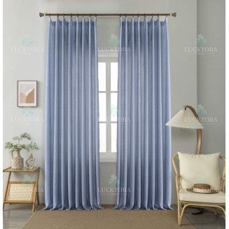 Κουρτίνα Έτοιμη Ραμμένη Με Τρέσσα 270x280 Lucktora 6019-3 Light Blue