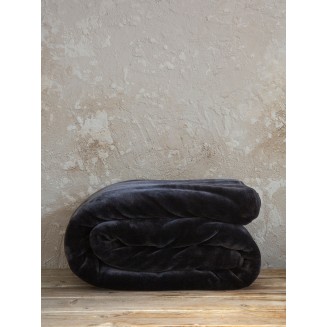 Κουβέρτα Βελουτέ Υπέρδιπλη 220x240 Nima Coperta Black