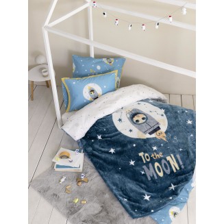 Κουβέρτα Βελουτέ Μονή 160x220 Nima Home To The Moon Μπλε