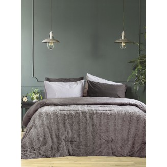 Κουβερτοπάπλωμα Μονό 160x220 Nima Home Velure Cigar-Beige
