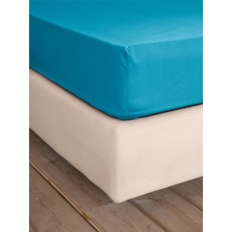 Σεντόνι Μεμονωμένο Με Λάστιχο Μονό 100x200+32 Unicolors Petrol Blue
