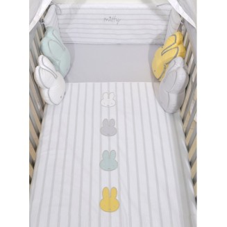 Σετ Προίκας Κούνιας 3 Τεμαχίων Miffy Des 66 Ριγέ Γκρί