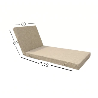 Μαξιλάρι Ξαπλώστρας Με Καραβόπανο Olefin Ανεξίτηλο Αδιάβροχο 60x188x6 Αφρολέξ 250 Politishome 57 Beige