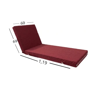 Μαξιλάρι Ξαπλώστρας Με Καραβόπανο Olefin Ανεξίτηλο Αδιάβροχο 60x188x6 Αφρολέξ 250 Politishome 59 Bordo