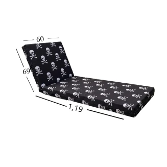 Μαξιλάρι Ξαπλώστρας Με Ύφασμα Εξωτερικού Χώρου Αδιάβροχο 60x188x6 Αφρολέξ 40S Politishome 76 Γκρί-Μαύρο