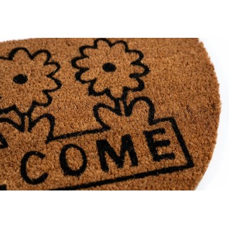 Ημικυκλικό Πατάκι Εισόδου από Κοκοφοίνικα με Αντιολισθητικό Υπόστρωμα E - Coco 004 Welcome Flowers 40x60εκ Sdim