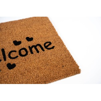 Πατάκι Εισόδου από Κοκοφοίνικα με Αντιολισθητικό Υπόστρωμα E - Coco 023 Welcome Hearts 40x60εκ Sdim