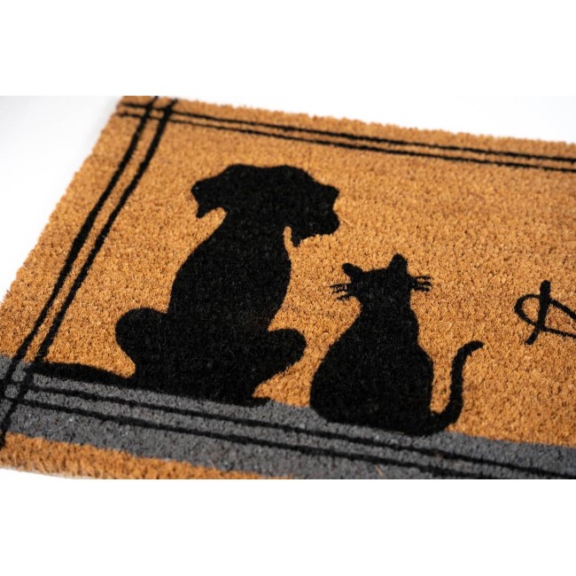 Sdim Πατάκι Εισόδου από Κοκοφοίνικα με Αντιολισθητικό Υπόστρωμα E - Coco 029 Cat Dog hello 40x60εκ.