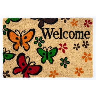 Πατάκι Εισόδου από Κοκοφοίνικα με Αντιολισθητικό Υπόστρωμα Ruco Print 400 Welcome Butterfly 40x60εκ Sdim