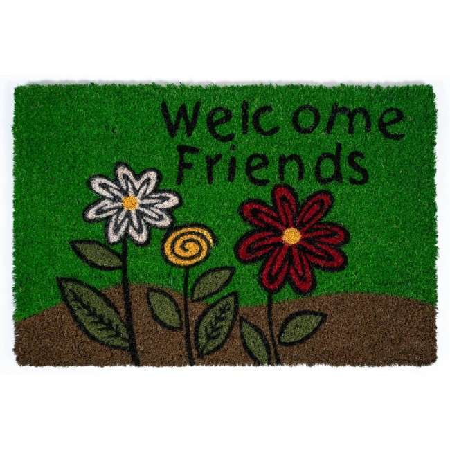 Sdim Πατάκι Εισόδου από Κοκοφοίνικα με Αντιολισθητικό Υπόστρωμα Ruco Print 401 Welcome Friends 40x60εκ.