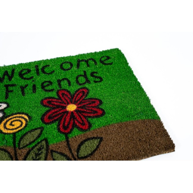 Sdim Πατάκι Εισόδου από Κοκοφοίνικα με Αντιολισθητικό Υπόστρωμα Ruco Print 401 Welcome Friends 40x60εκ.