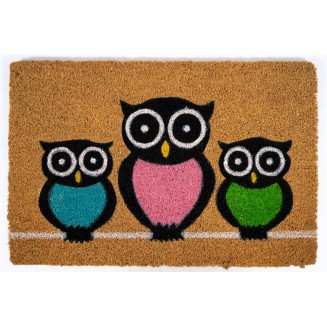 Πατάκι Εισόδου από Κοκοφοίνικα με Αντιολισθητικό Υπόστρωμα Ruco Print 417 Owls  40x60εκ Sdim