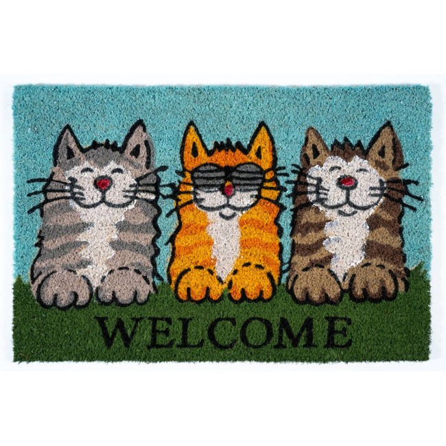 Sdim Πατάκι Εισόδου από Κοκοφοίνικα με Αντιολισθητικό Υπόστρωμα Ruco Print 749 Welcome Cats 40x60εκ.