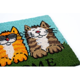 Πατάκι Εισόδου από Κοκοφοίνικα με Αντιολισθητικό Υπόστρωμα Ruco Print 749 Welcome Cats 40x60εκ Sdim