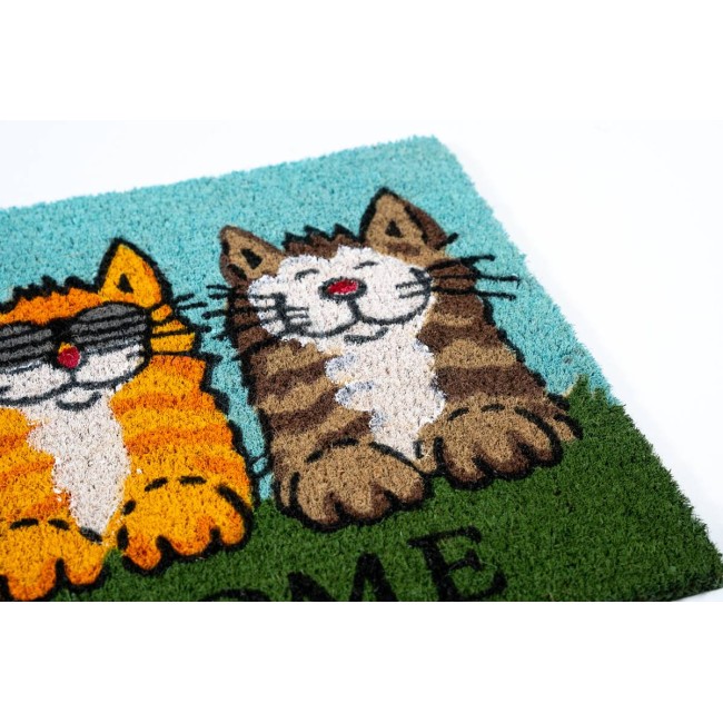 Sdim Πατάκι Εισόδου από Κοκοφοίνικα με Αντιολισθητικό Υπόστρωμα Ruco Print 749 Welcome Cats 40x60εκ.