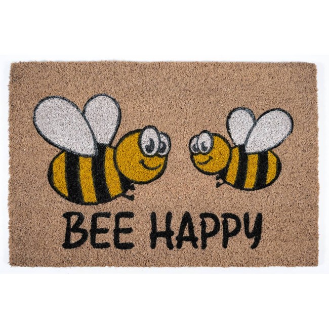 Sdim Πατάκι Εισόδου από Κοκοφοίνικα με Αντιολισθητικό Υπόστρωμα Ruco Print 797 Bee Happy 40x60εκ.