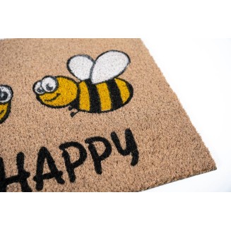 Πατάκι Εισόδου από Κοκοφοίνικα με Αντιολισθητικό Υπόστρωμα Ruco Print 797 Bee Happy 40x60εκ Sdim