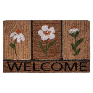 Πατάκι Εισόδου από Κοκοφοίνικα με Αντιολισθητικό Υπόστρωμα Ruco Style 011 Welcome Daisies 45x75εκ Sdim