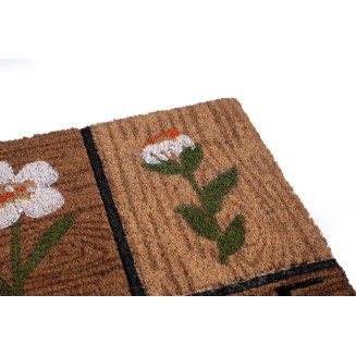 Πατάκι Εισόδου από Κοκοφοίνικα με Αντιολισθητικό Υπόστρωμα Ruco Style 011 Welcome Daisies 45x75εκ Sdim