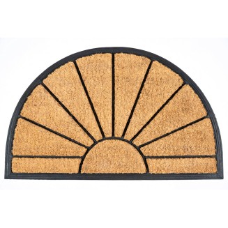 Ημικυκλικό Πατάκι Εισόδου από Κοκοφοίνικα  και Καουτσούκ με Αντιολισθητικό Υπόστρωμα Bombay 077 Sun Halfround 45x75εκ Sdim
