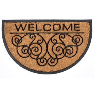 Ημικυκλικό Πατάκι Εισόδου από Κοκοφοίνικα  και Καουτσούκ με Αντιολισθητικό Υπόστρωμα Bombay 089 Welcome HR 45x75εκ Sdim