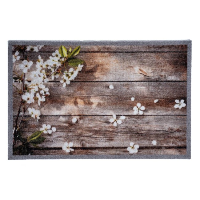 Sdim Πατάκι Εισόδου Μοκέτα με Αντιολισθητικό Υπόστρωμα Impression 160 Flowers On Wood 40x60εκ. Πάχους 5mm