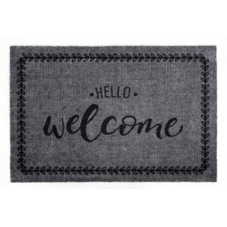 Πατάκι Εισόδου Μοκέτα με Αντιολισθητικό Υπόστρωμα Ambiance 295 Hello Welcome Γκρί 50x75εκ Πάχους 8mm Sdim